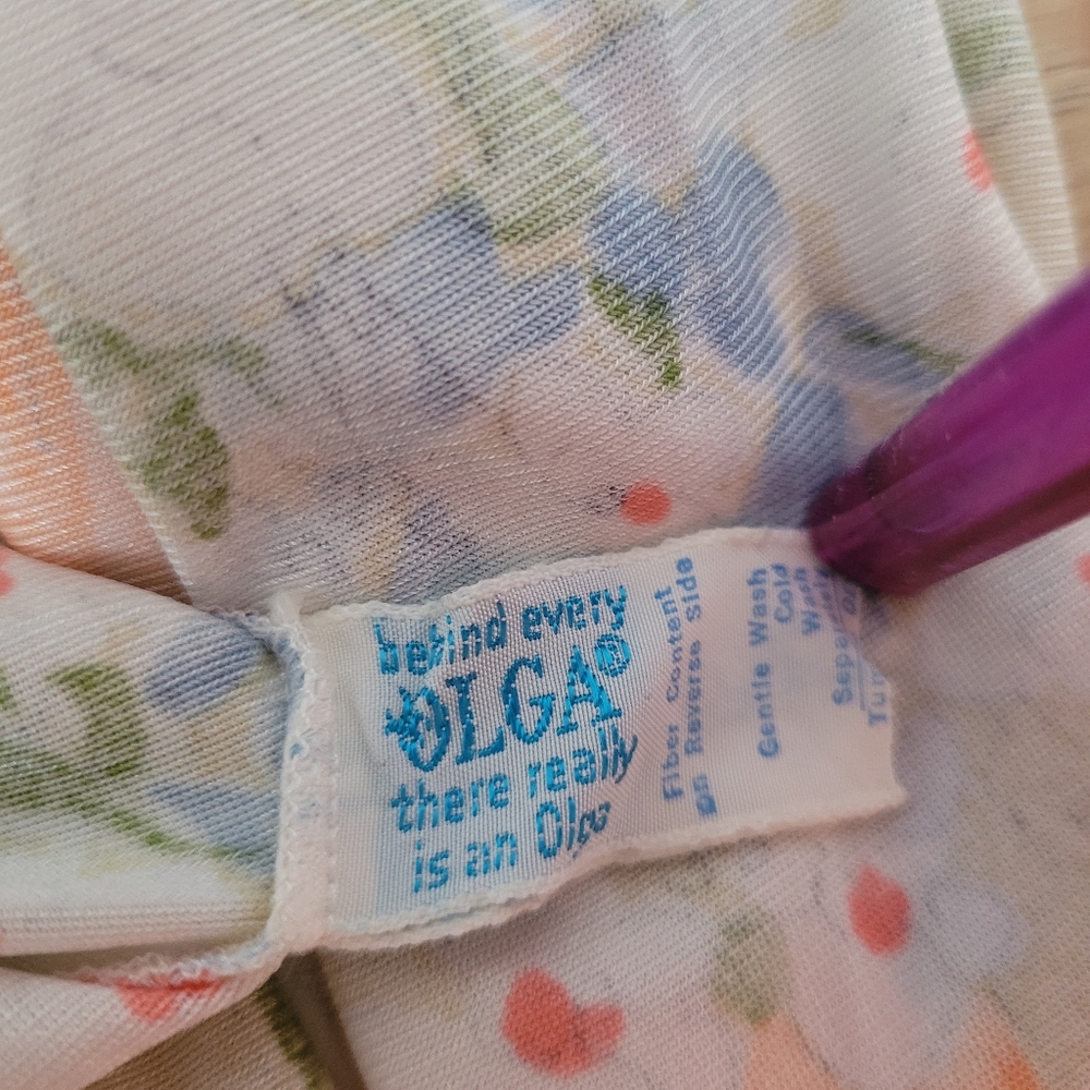Rare Vtg OLGA Secret Wrap-Up Flower Burst Wrap Robe Small - Picture 10 of 11